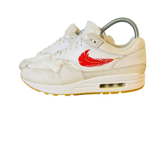 Nike Other - Nike Air Max 1 Coast Sail White Red Feather Swoosh Mens 8 Sneaker FJ4735-100